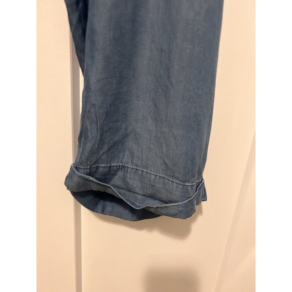 CATO Women’s SIZE 14/16 BLUE LYOCELL CHAMBRAY WIDE LEG PALAZZO Pants Pockets - Picture 4 of 5